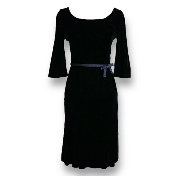 Vintage 1960s Abe Schrader Dress Sz S Black Velvet Cocktail Party Mid Century - Picture 1 of 12